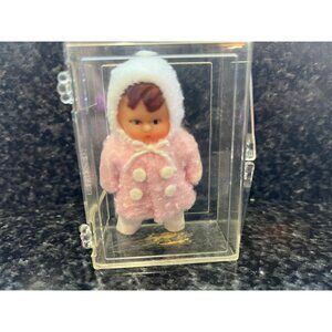 Vtg Miniature Baby Doll Pink White Coat Hat Costume Original Tag & Box Germany